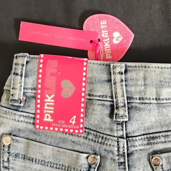 Girls Denim Shorts w/Lace Accent. Adjustable Waist - Picture 4 of 11